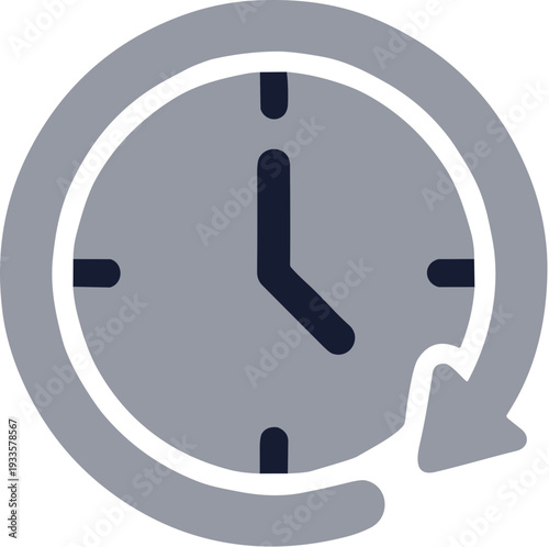 Simple Flat Design Clock with Arrow Symbol and Time Management Icon