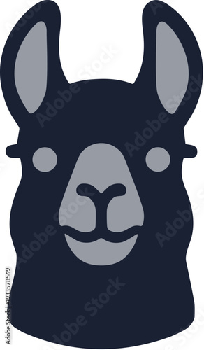 Simple Flat Illustration Llama Head Close Up Animal Icon