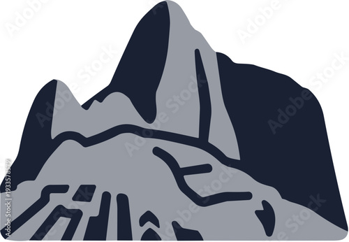 Flat Style Detailed Mountain Range Landscape Peak Hill Nature Illustration