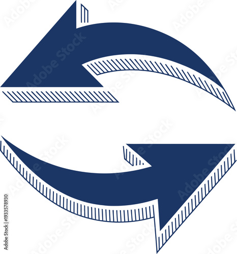 Two Blue Arrows in a Circular Motion, Representing Cycles and Processes