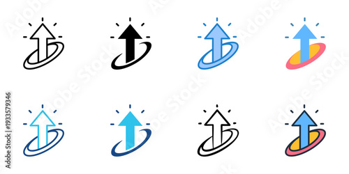 Level up icons set multiple style collection. Editable stroke 
