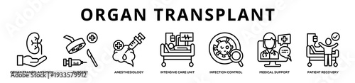 Organ Transplant web banner icon illustration