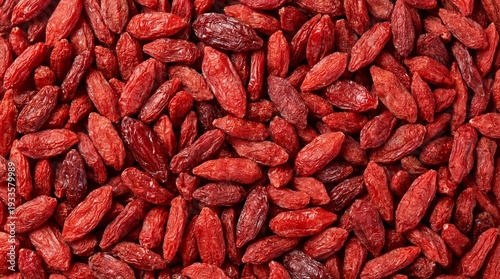 Top View of Dried Goji Berries – Vibrant Red Antioxidant Rich Superfood, Ideal for Healthy Snacks, Smoothies, and Clean Eating Nutrition Background