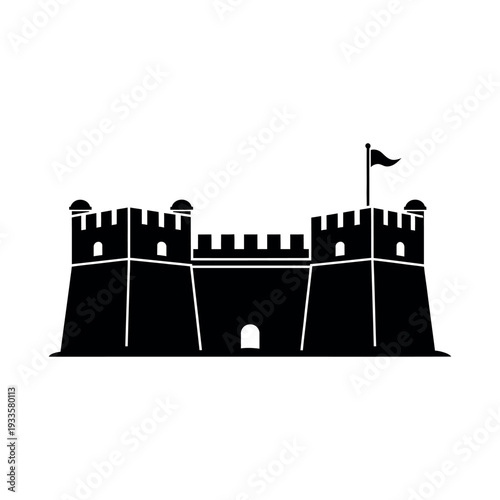 Medieval Castle Silhouette Illustration.