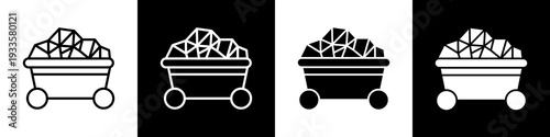 Coal mining black and white icon design concept
