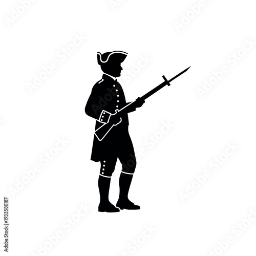 Silhouette of a Revolutionary War Soldier with Musket.