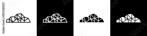 Iron Ore Mining black and white icon design concept
