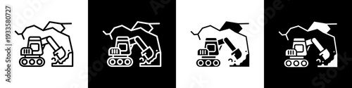 Surface Mining black and white icon design concept