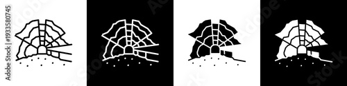  Underground Mining black and white icon design concept