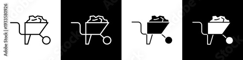  Salt mining black and white icon design concept