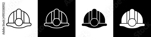  Helmet black and white icon design concept