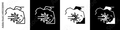 Surface mining black and white icon design concept