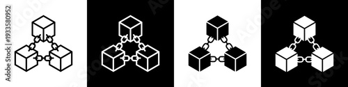 Blockchain mining black and white icon design concept
