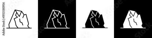 Gravel mining black and white icon design concept