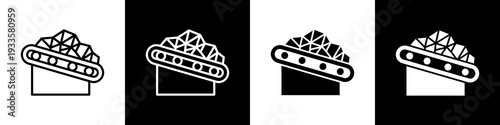 Ore processing black and white icon design concept