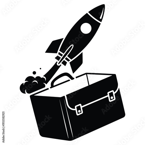 Rocket from toolbox icon for project launch startup kit and biz growth success vector art