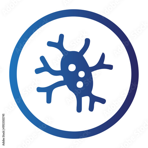 Abstract representation of a stylized bionic and anatomical neuron, symbolizing fundamental biological processes, complex neural networks, and advanced conceptual understanding in science