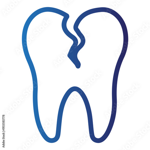 Conceptual illustration of dental anatomy, featuring a fractured tooth that symbolizes the complex bionic challenges in restorative dental health