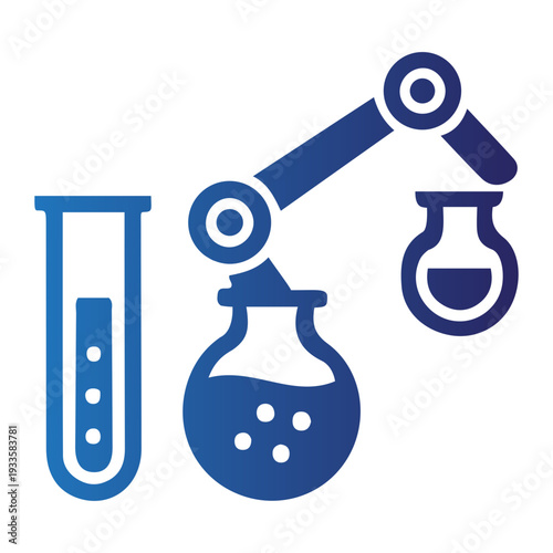 Bionic anatomy research with laboratory equipment and robotic arm in a scientific experiment