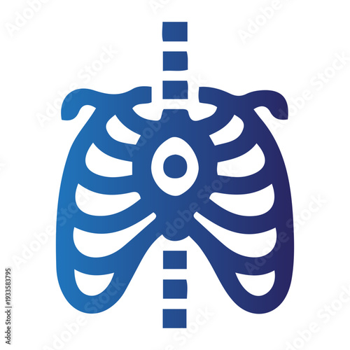 Bionic anatomy icon, representing the chest cavity and spinal column, ideal for medical and scientific contexts