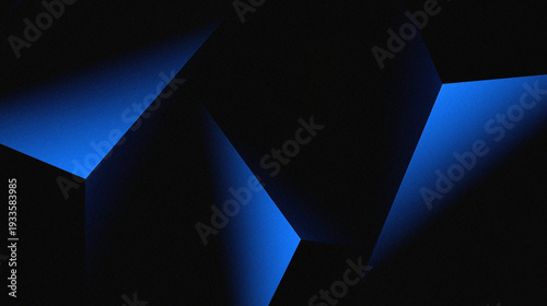 Φωτογραφία geometric shapes such as crystals or polyhedrons in dark blue with sharp light g
