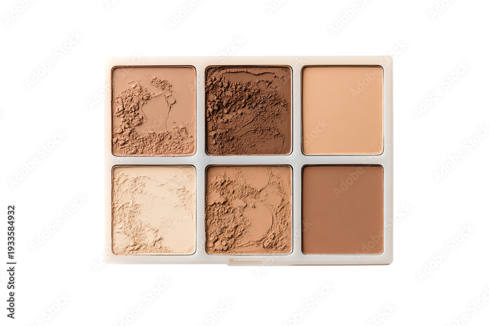 Fototapeta premium Makeup palette with various shades, ideal for contouring and highlighting. Perfect for beauty enthusiasts and professionals.