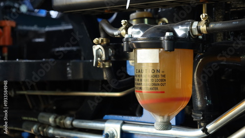 Fuel filter. Pre fuel filter or water separator for tractors or agricultural machines with line-in fuel feed system with focus selection.