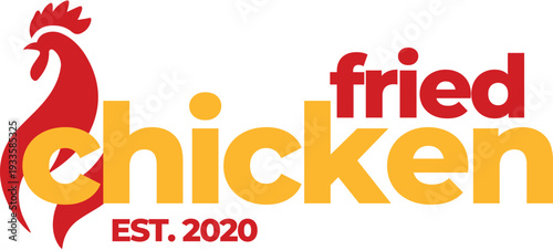 Golden Chicken Delight: A vivid illustration of a stylized rooster, intertwined with the words fried chicken, inviting viewers to savor a taste sensation.