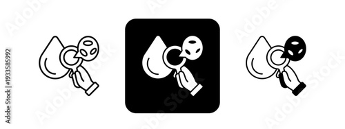 Hematology  Solid color and black line drawing vector illustration set