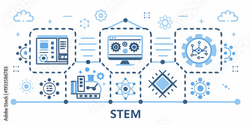Stem education concept with technology science engineering and mathematics icons