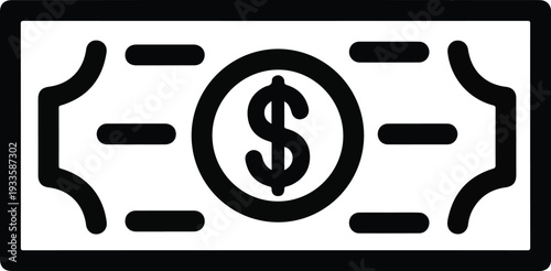 Money icon with dollar sign in the center representing finance and currency