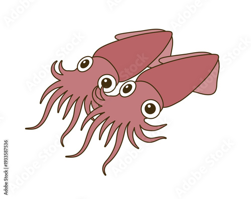 ホタルイカ（蛍烏賊）のベクターイラスト - 富山湾の神秘・春の味覚