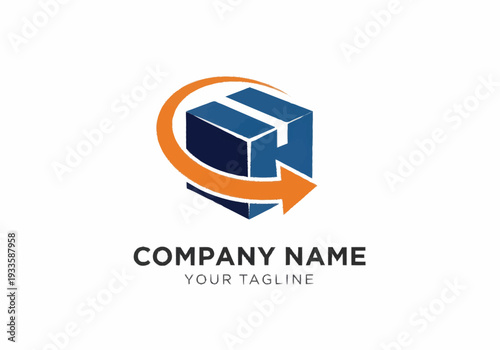 Corporate Identity Template with 3D Box and Arrow Logo Design.