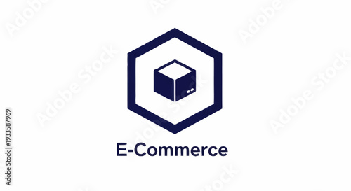 E-Commerce Logo Design with Hexagon and Box Elements.