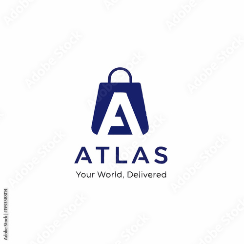 Atlas logo with shopping bag and letter A symbol.