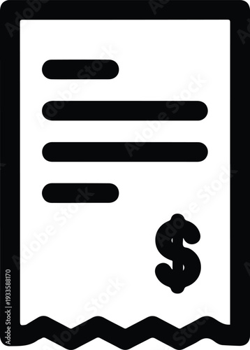 Simple illustration of a bill or receipt with a dollar sign, representing financial transactions and accounting concepts