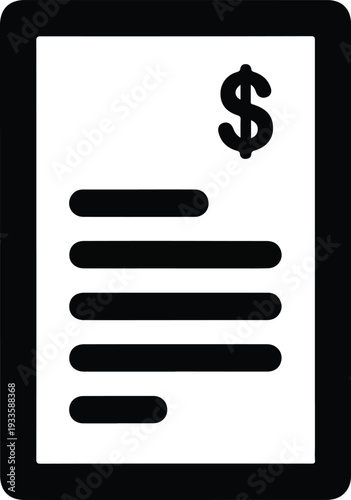 Invoice icon with dollar sign representing financial transaction and billing