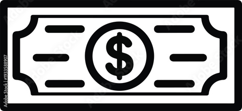 Illustration of a single US dollar bill with a dollar sign in the center, representing currency and finance
