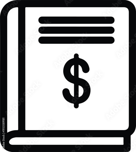 Financial Management and Accounting Book with Dollar Sign Symbol Icon