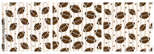 Set of American football seamless pattern.Recreation sport game background.