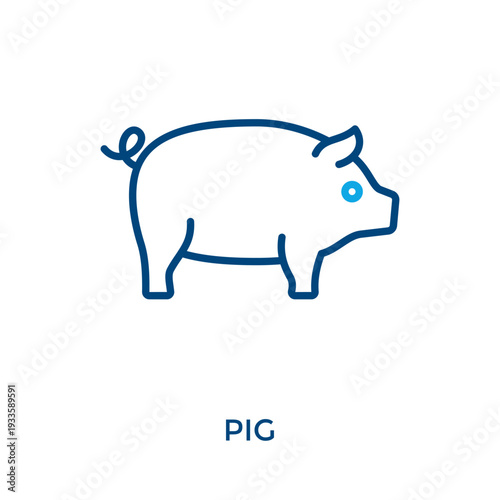 Pig Icon Outline Color Style. Vector Illustration For Graphic Design