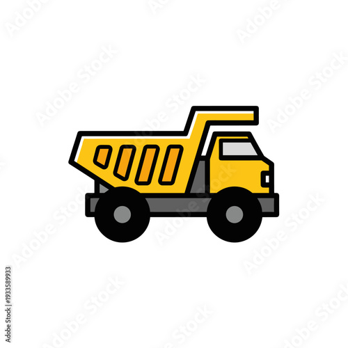 Yellow Construction Dump Truck Illustration Icon