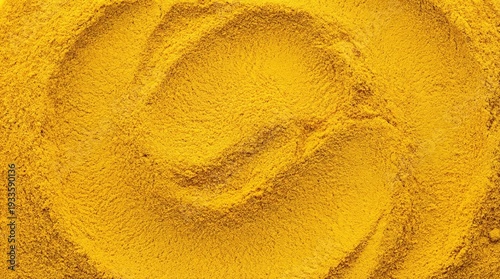Top View of Organic Turmeric Powder – Vibrant Yellow Curcumin Rich Spice with Fine Texture, Ideal for Cooking, Golden Milk, and Healthy Anti Inflammatory Nutrition Background