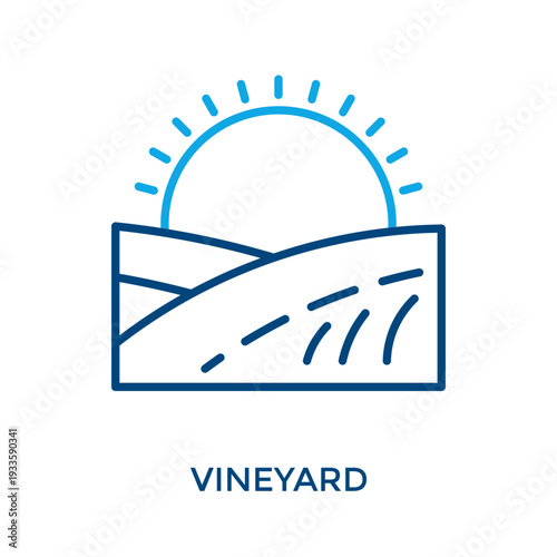 Vineyard Icon Outline Color Style. Vector Illustration For Graphic Design