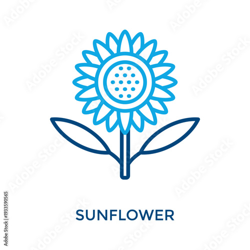 Sunflower Icon Outline Color Style. Vector Illustration For Graphic Design