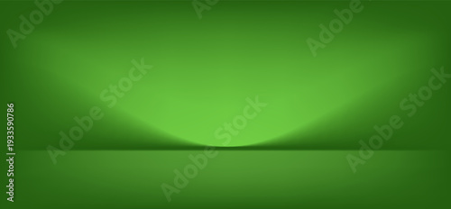 Abstract gradient podium background. Empty green 3D studio background. Clean scene for product presentation mockup template. eps 10