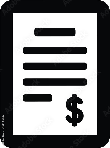 Icon representing a document with a dollar sign, symbolizing financial transactions or billing