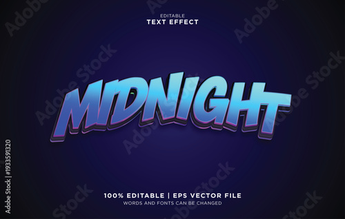 Editable vector text effect with midnight blue gradient in a dark background