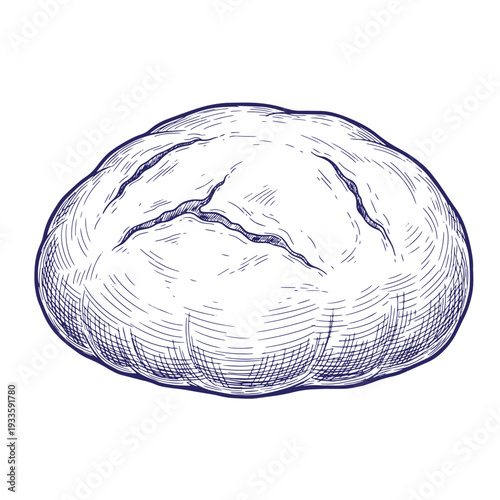hand drawn illustration of a bread loaf on white background  delicious baked food
