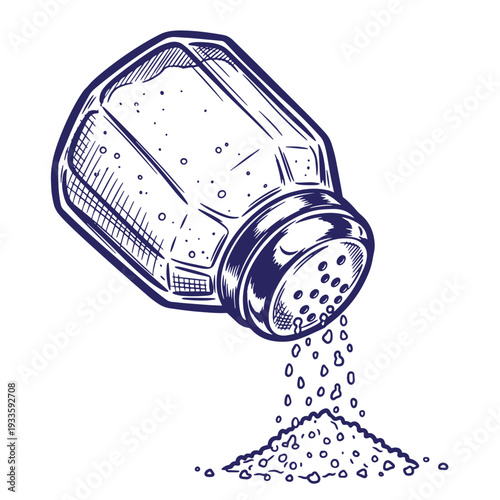 illustration of salt pouring out of a salt shaker on white